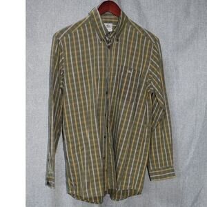 Vintage Lacoste Green Plaid Button-Down Shirt Made in France - 38